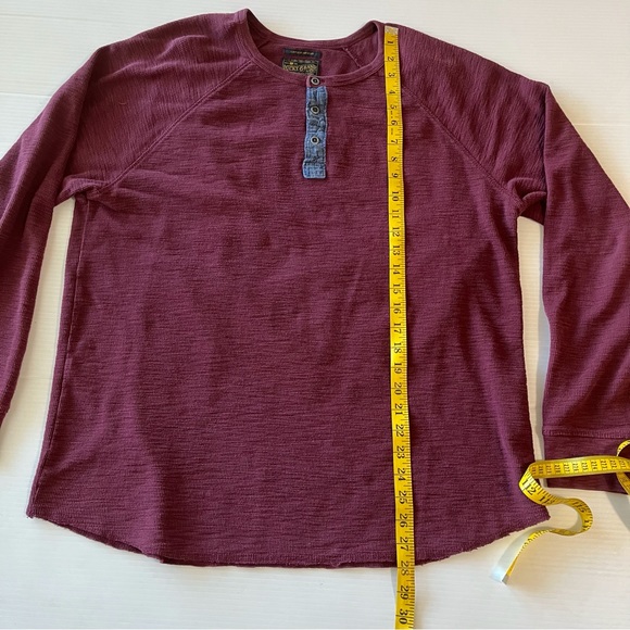 Lucky Brand Lived In Henley Thermal Waffle Long Sleeve Shirt Maroon Size XXL - Picture 8 of 10